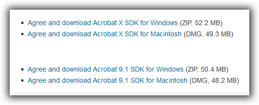 Adobe Acrobat SDK のダウンロード